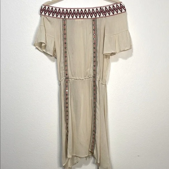 POL Cream Off-Shoulder Flutter Sleeve Dress Size Small PTP 18” Length 31” NWOT - Picture 3 of 5